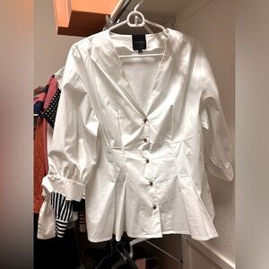 White top with tie sleeve